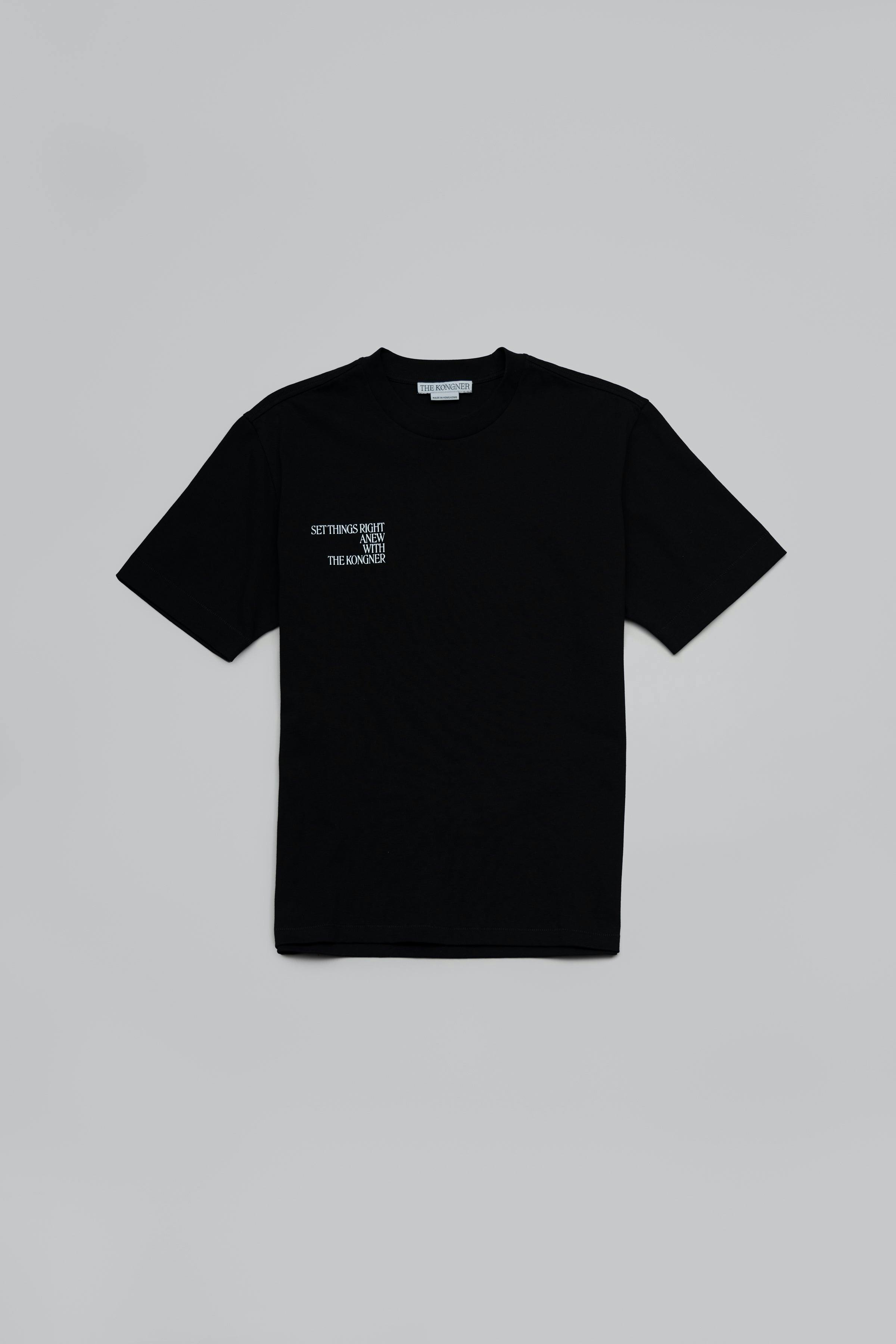˝SET THINGS RIGHT˝ Regular T-Shirt - Plain Black