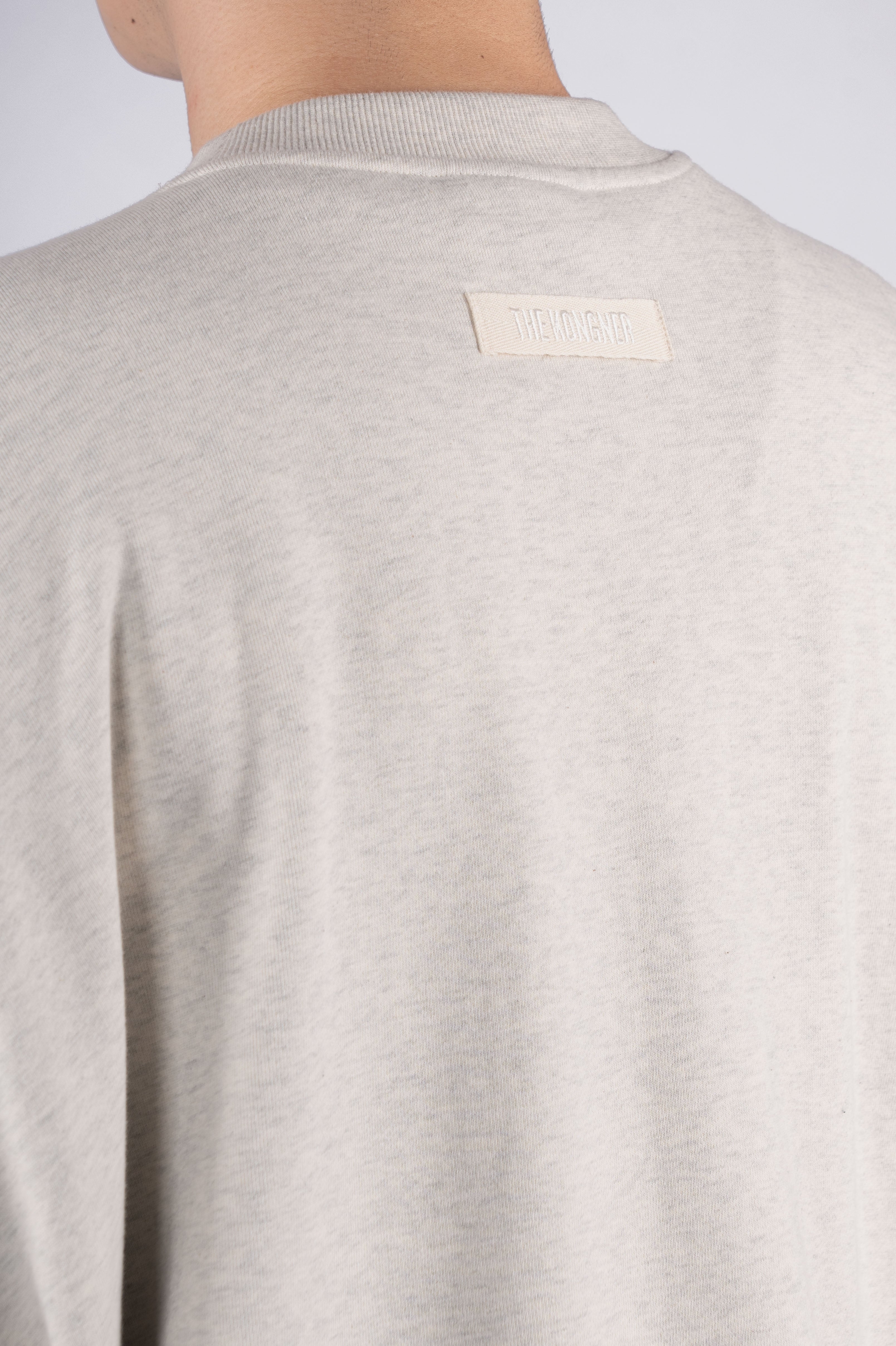 “TO LIVE” Cropped Relaxed Crewneck Sweatshirt - Mélange Light Grey