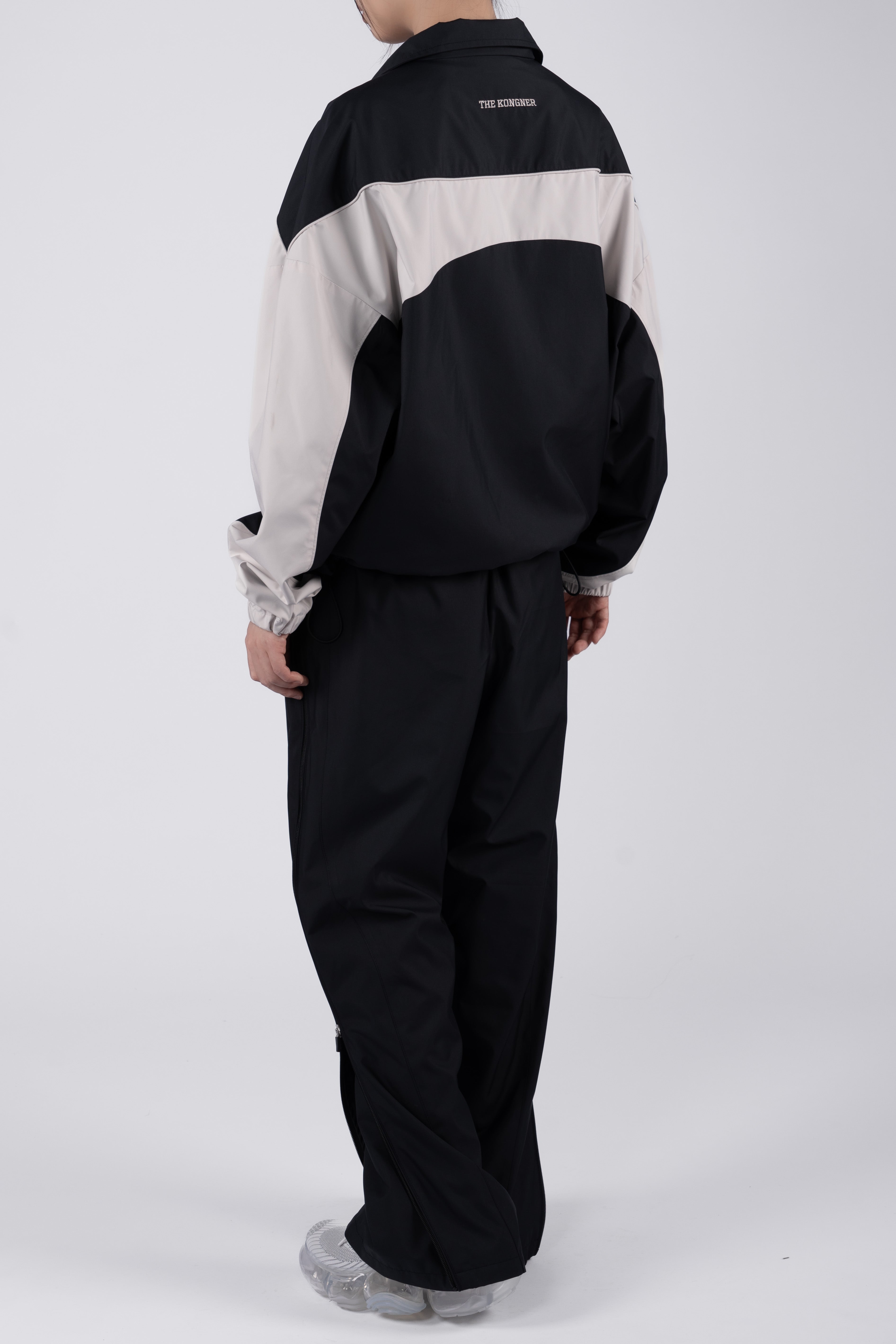 “REAL NORMALITY” Panelled Track Jacket - Black/Off White