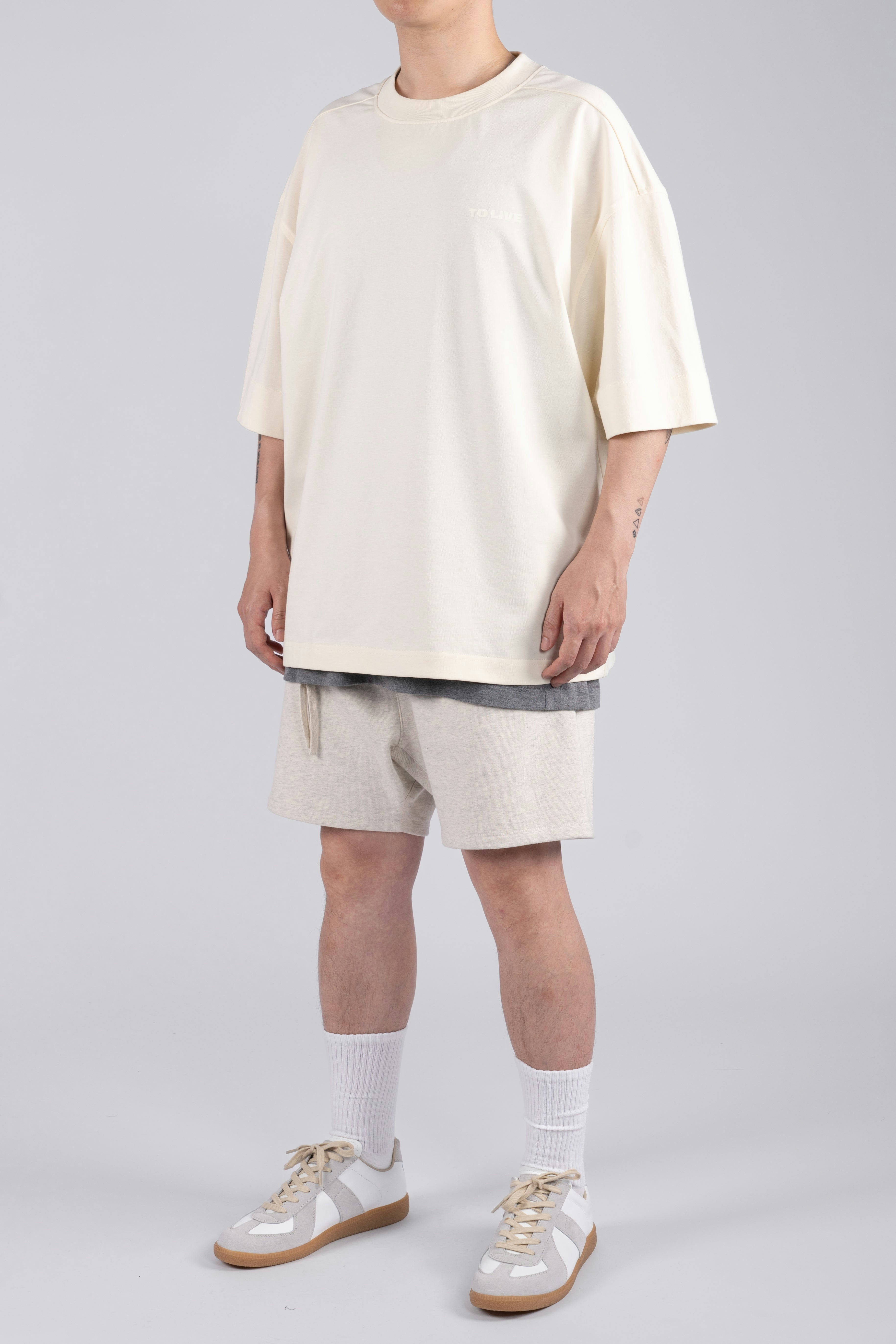 Fundamental Sweat Shorts - Mélange Light Grey