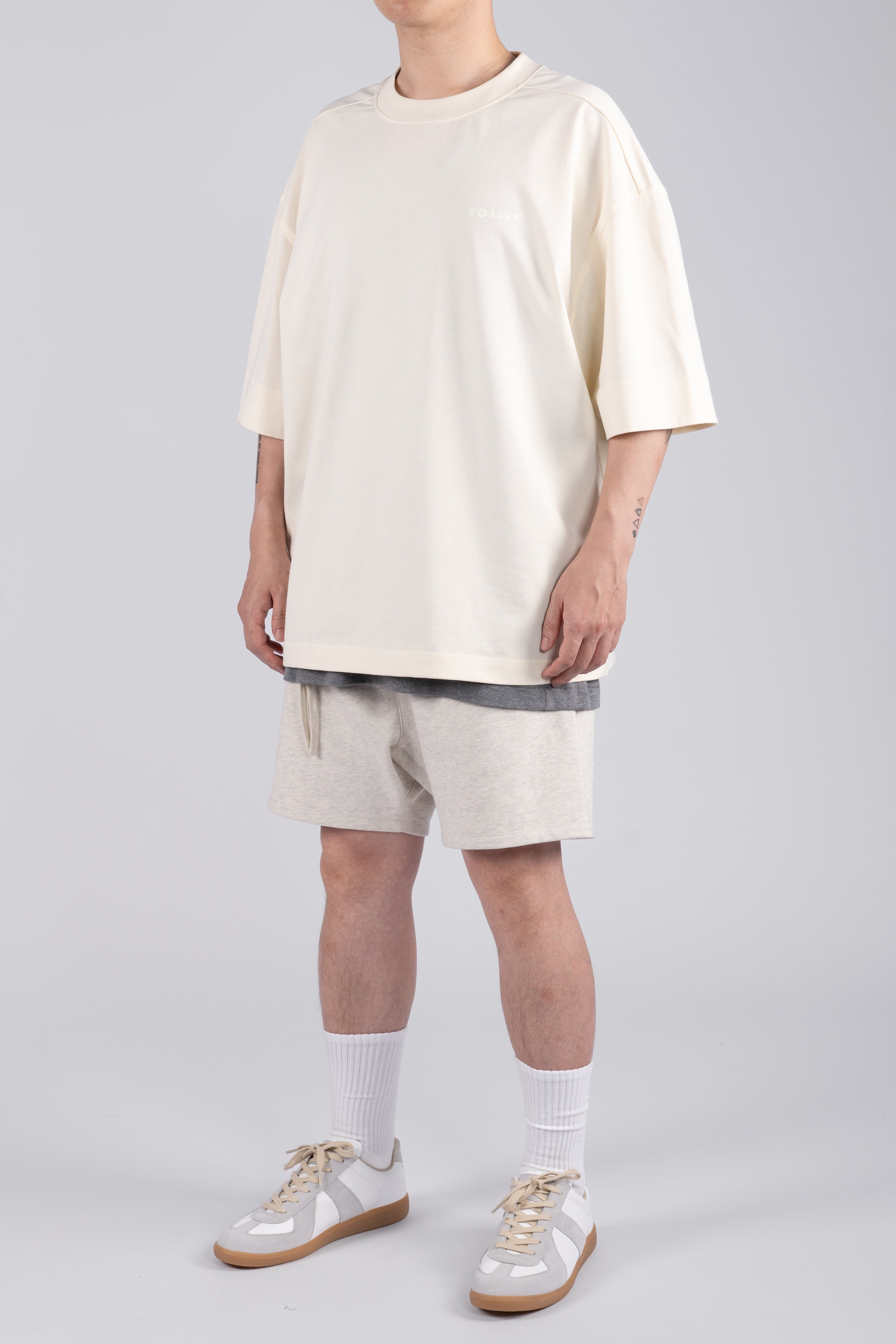 Fundamental Sweat Shorts - Mélange Light Grey