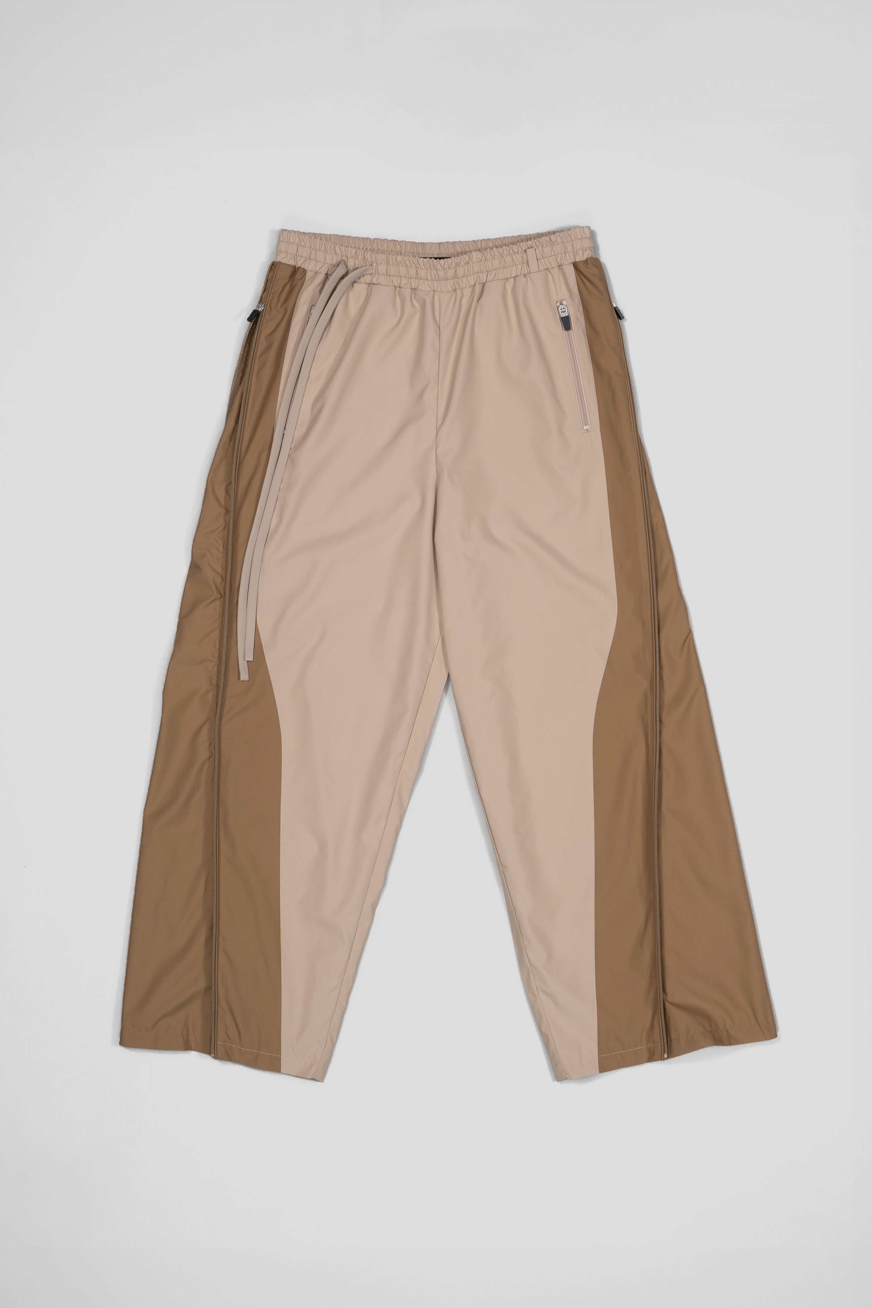 “REAL NORMALITY” Panelled Track Pants - Beige/ Khaki