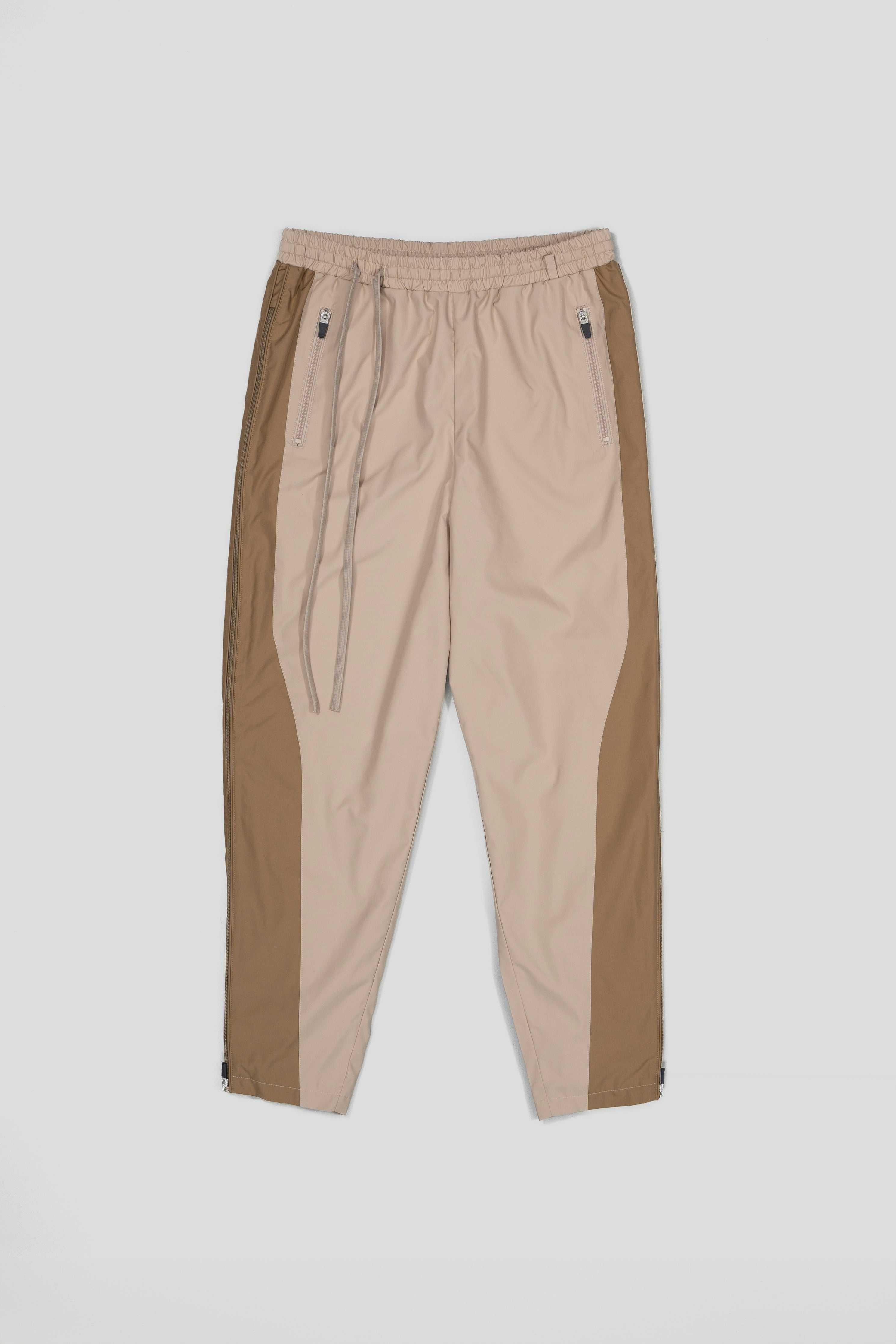 “REAL NORMALITY” Panelled Track Pants - Beige/ Khaki