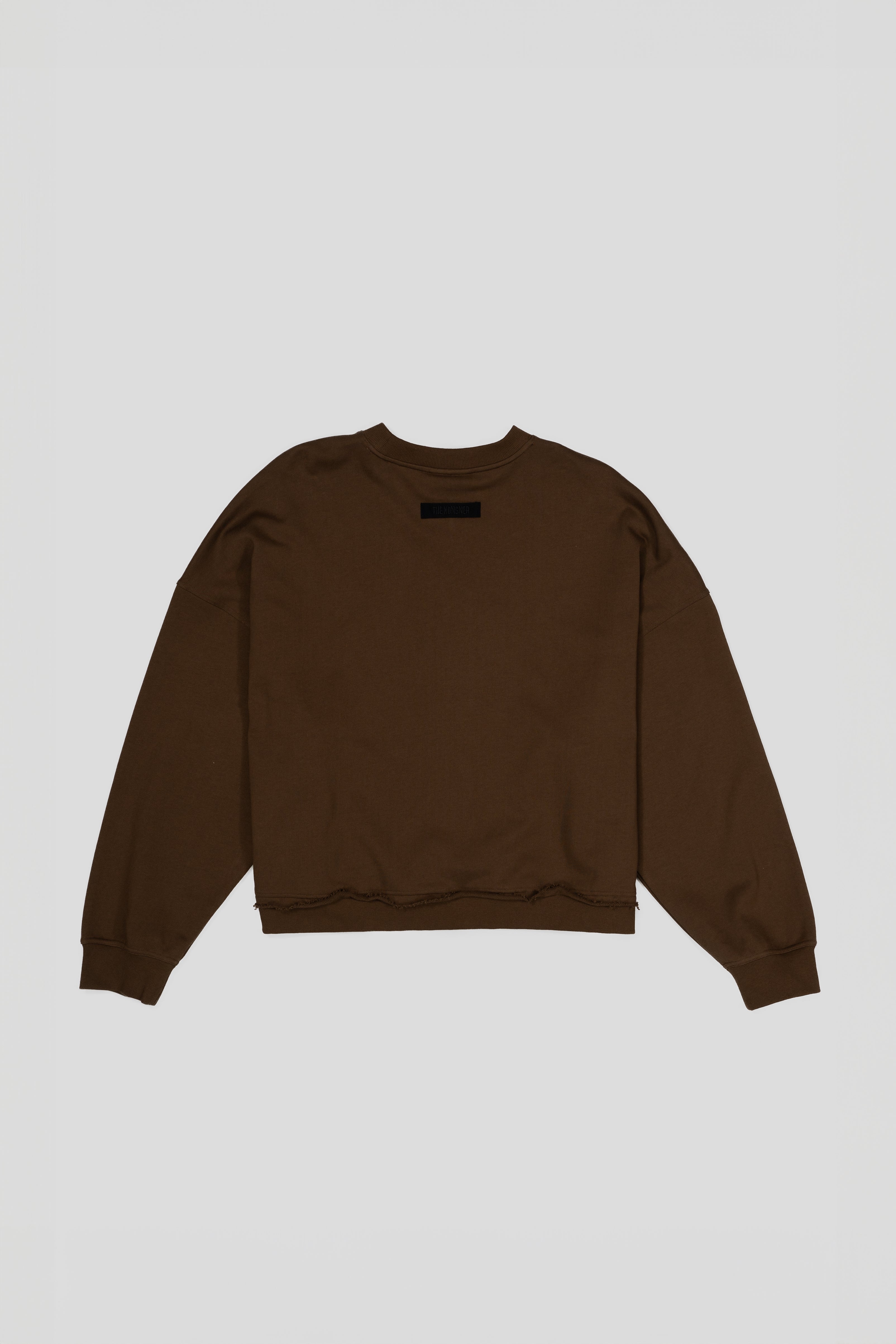 “TO LIVE” Cropped Relaxed Crewneck Sweatshirt - Olive