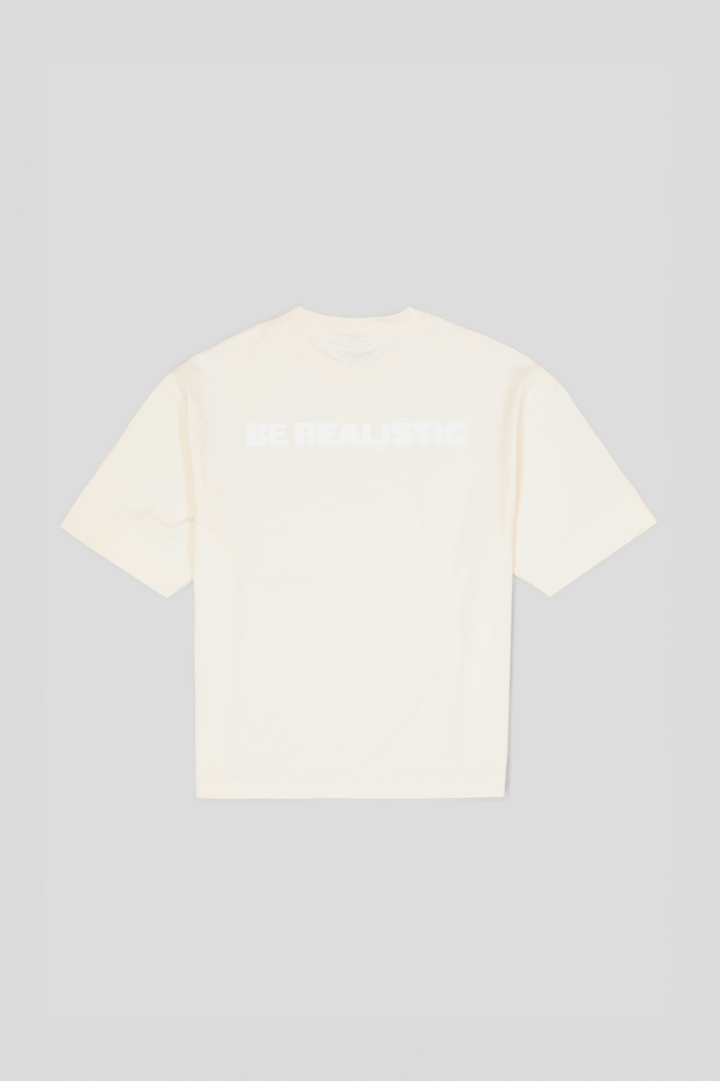 “BE REALISTIC” Statement Oversized T-Shirt - Cream