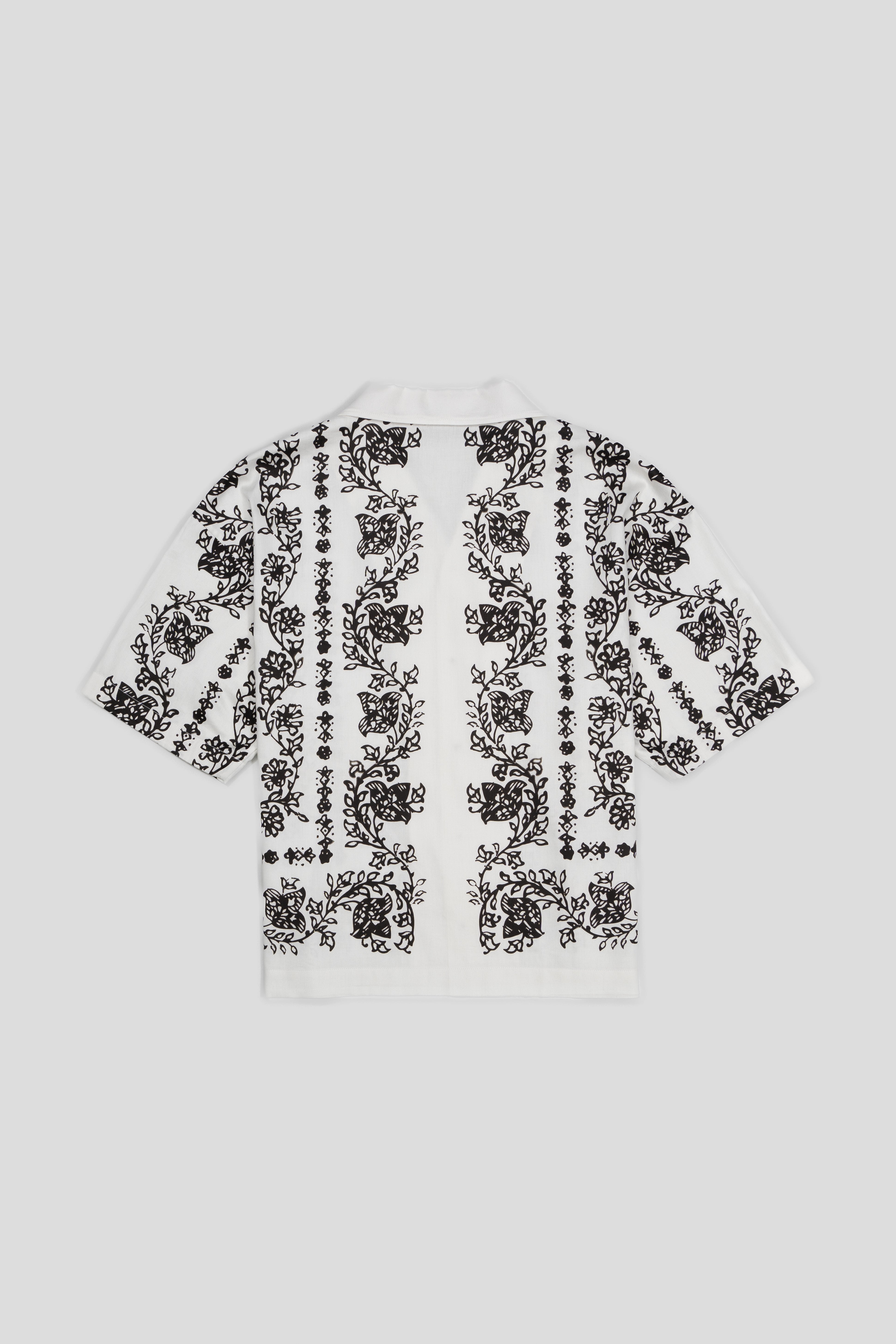 Vine Printed Relaxed Camp Shirt - Off White