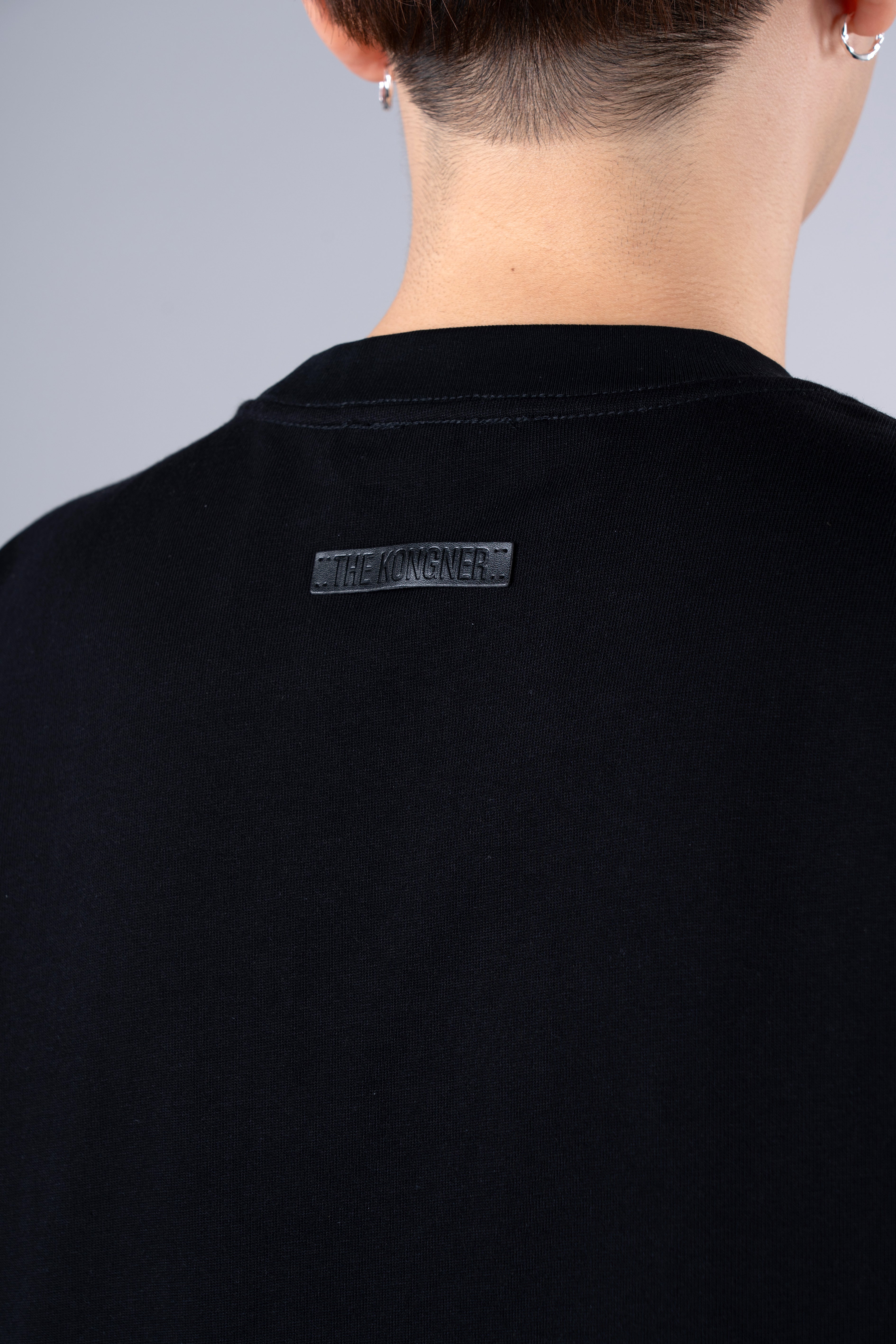 ˝SET THINGS RIGHT˝ Regular T-Shirt - Plain Black