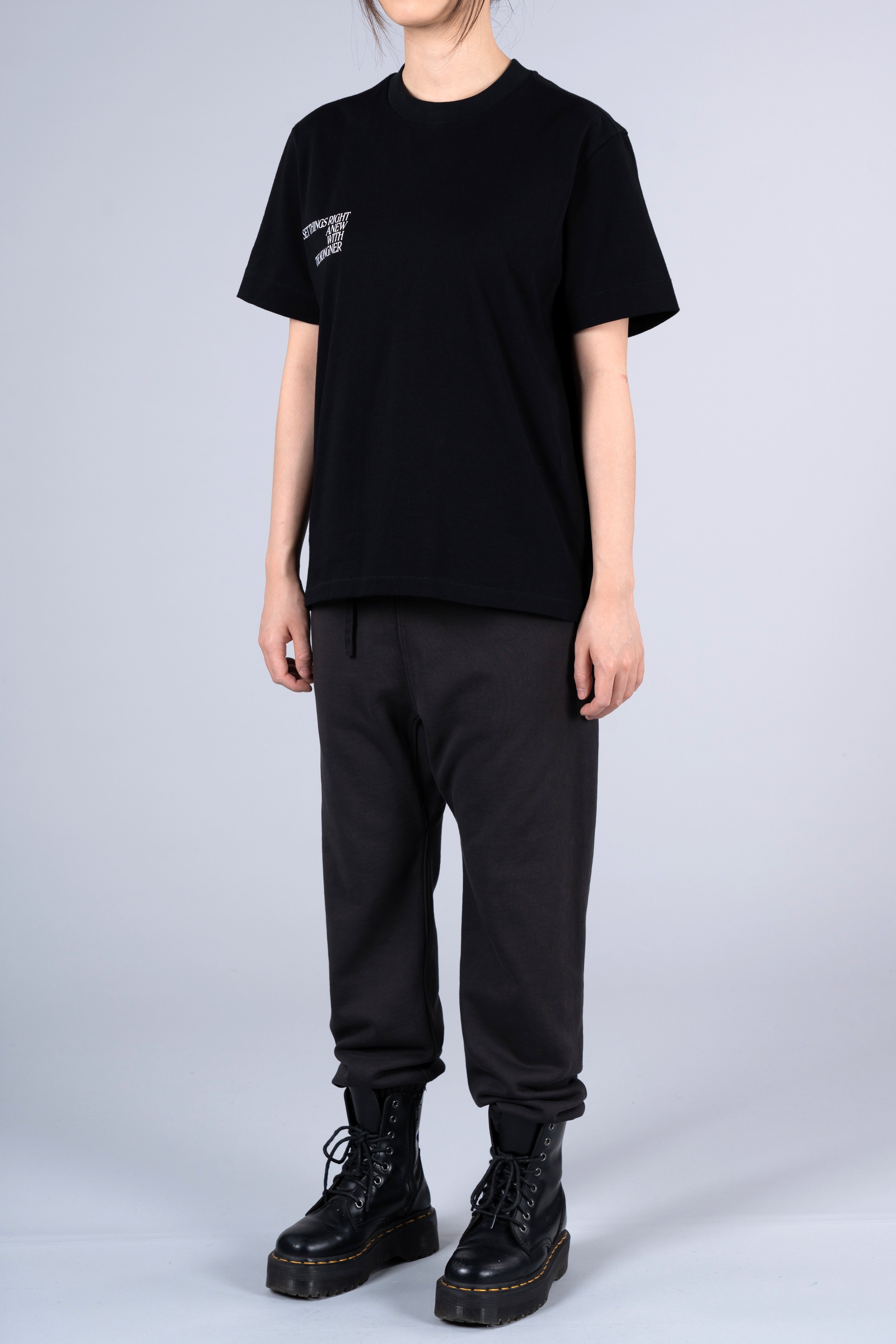 ˝SET THINGS RIGHT˝ Regular T-Shirt - Plain Black