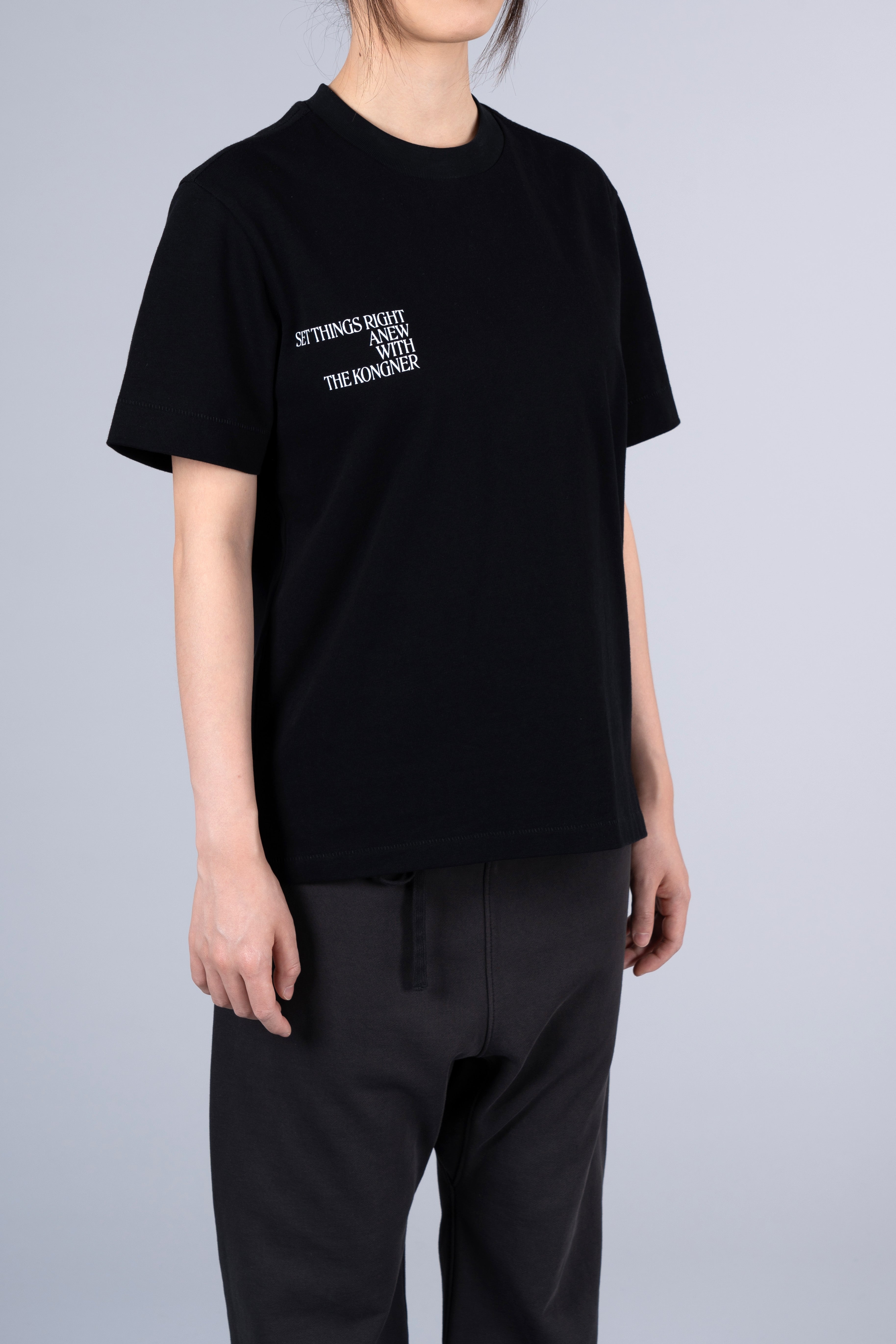 ˝SET THINGS RIGHT˝ Regular T-Shirt - Plain Black