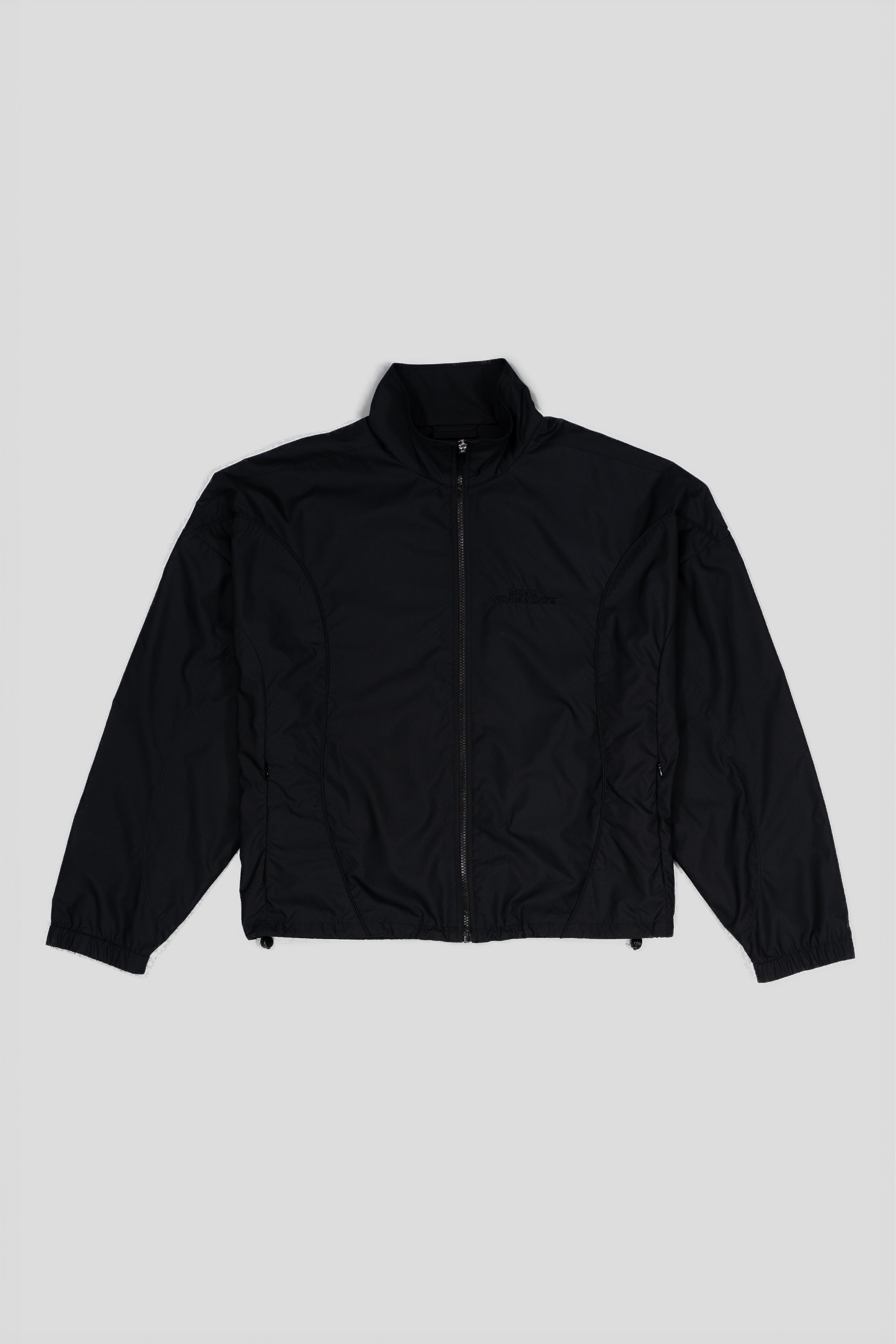 “REAL NORMALITY” Panelled Track Jacket - Black/Black