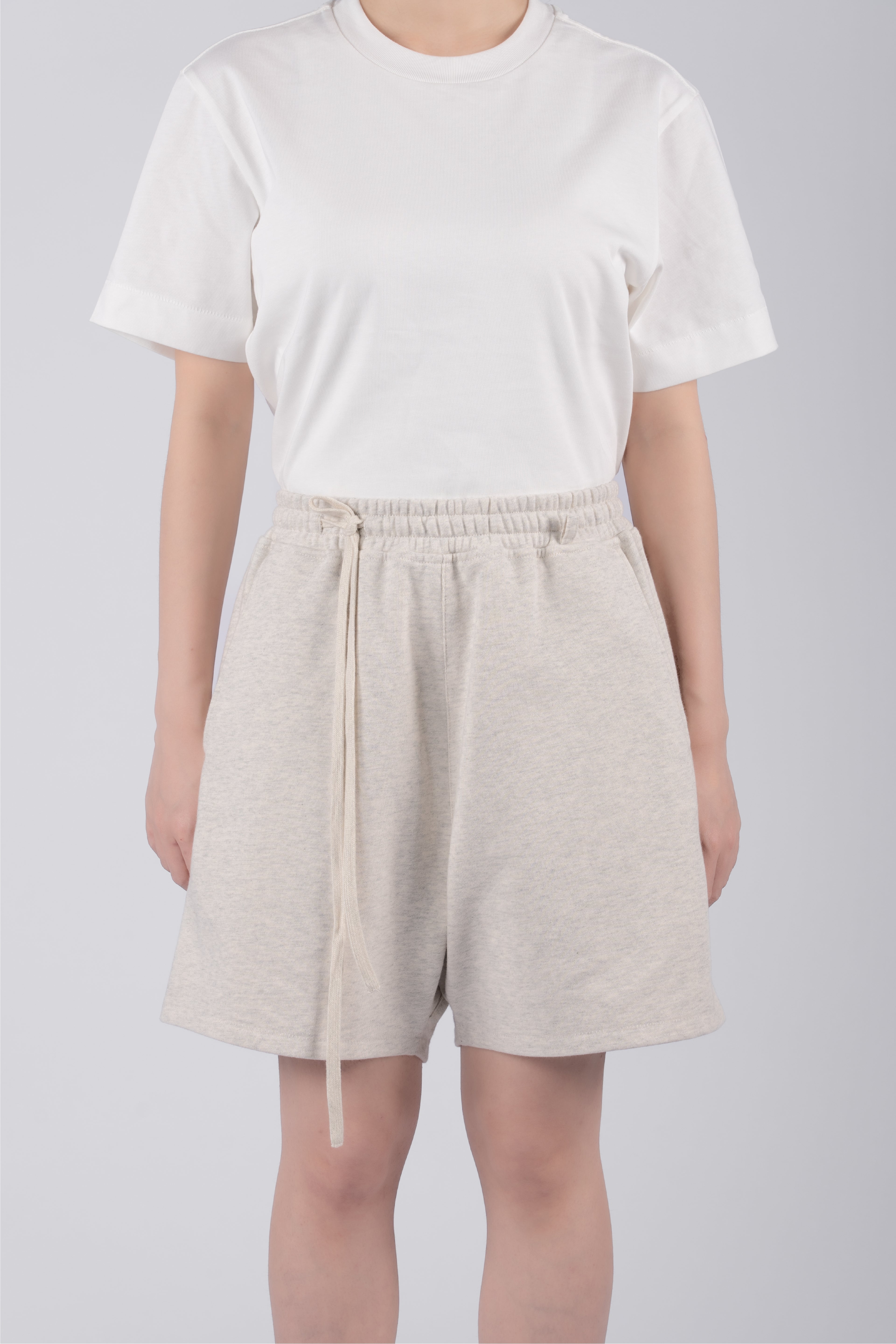 Fundamental Sweat Shorts - Mélange Light Grey