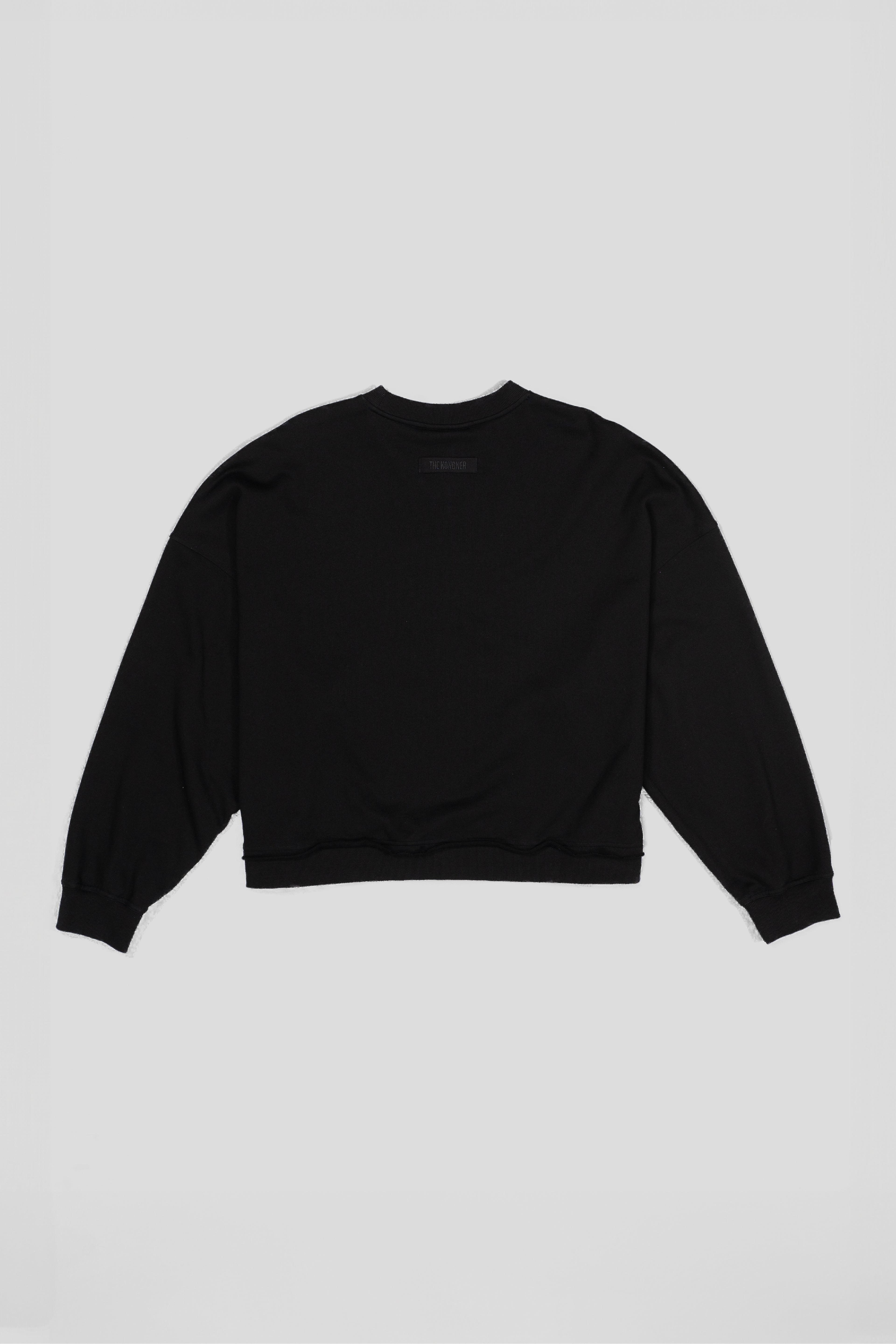 “TO LIVE” Cropped Relaxed Crewneck Sweatshirt - Black