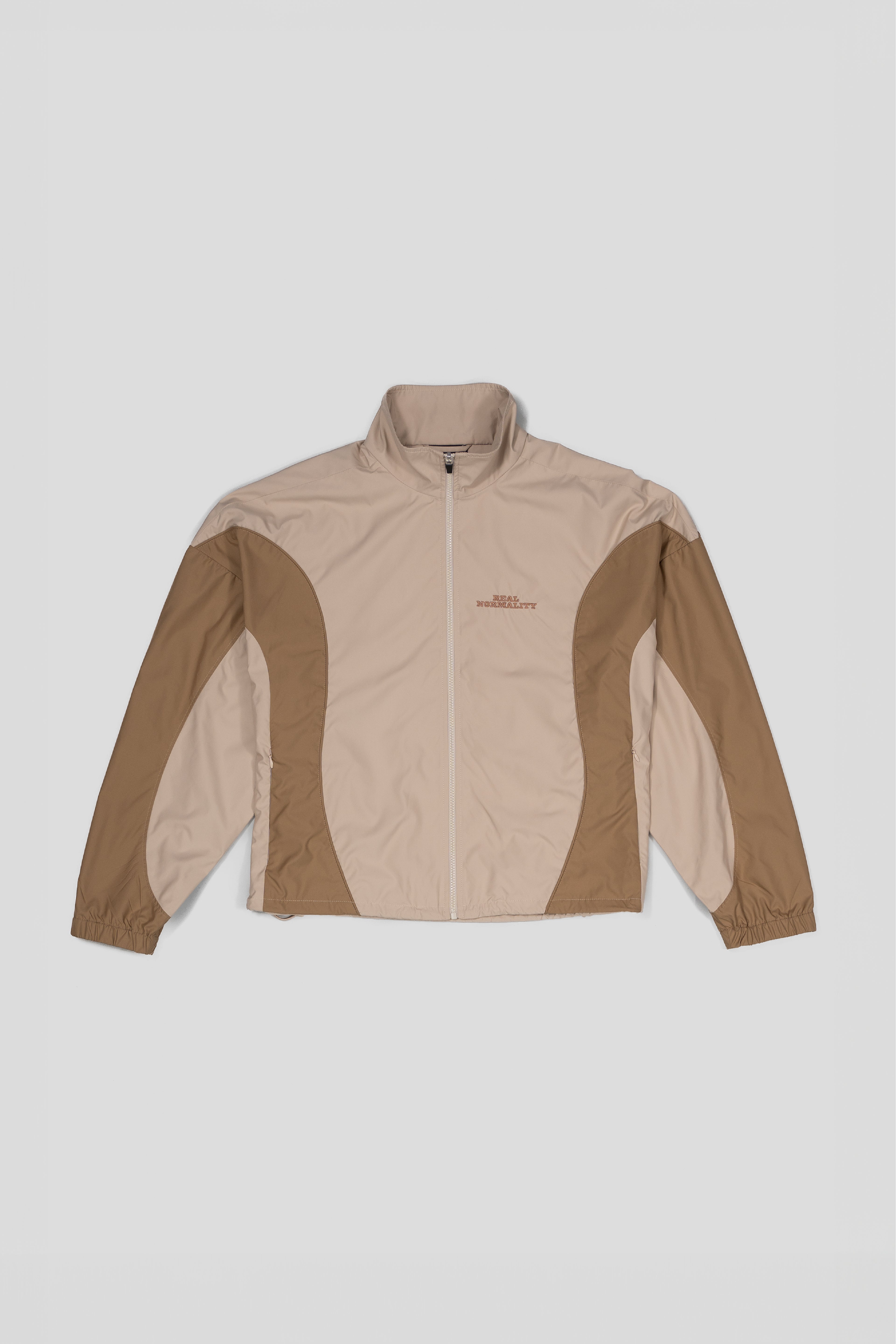 “REAL NORMALITY” Panelled Track Jacket - Beige/Khaki