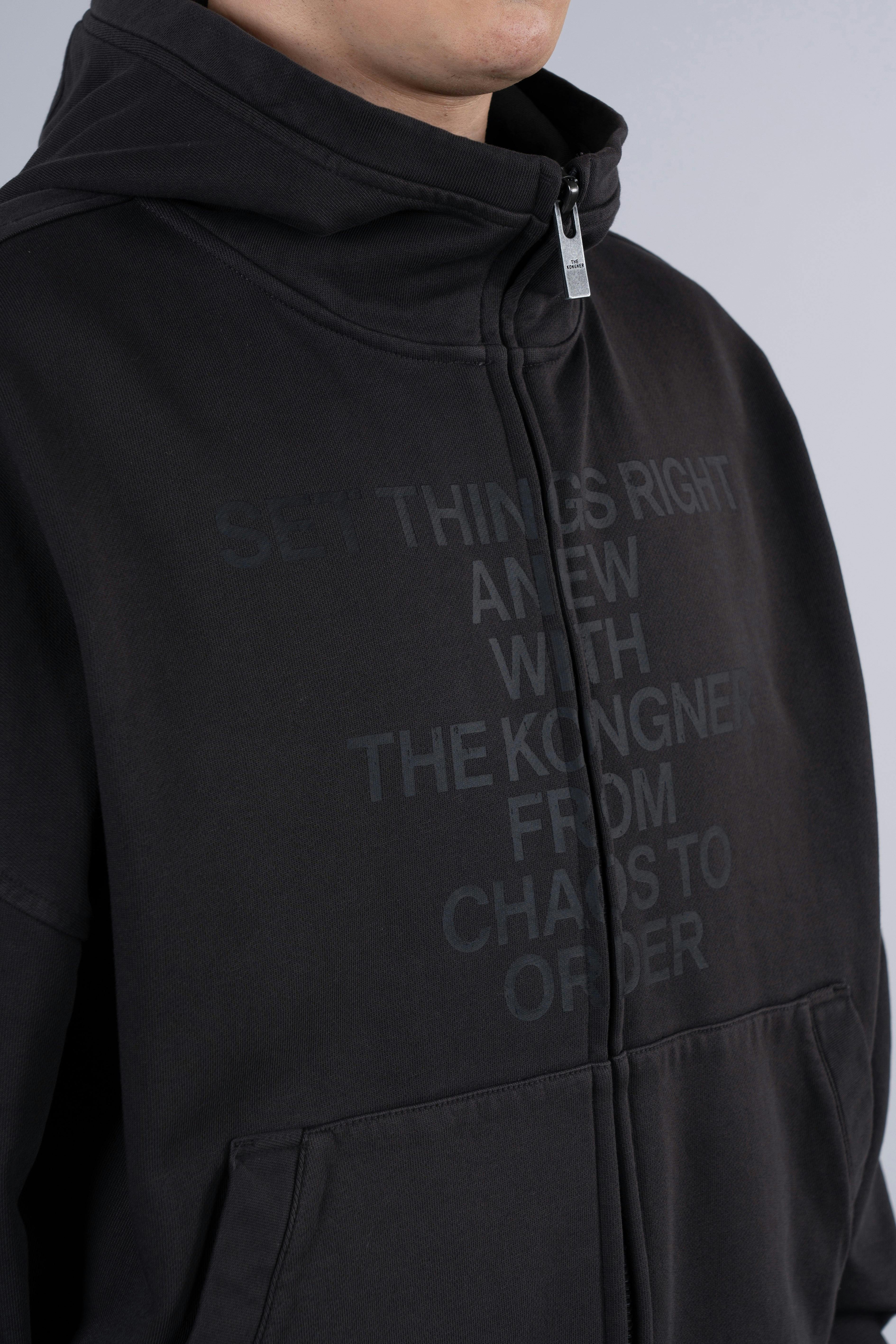 ˝CHAOS˝ Washed Zip-Up - Washed Charcoal