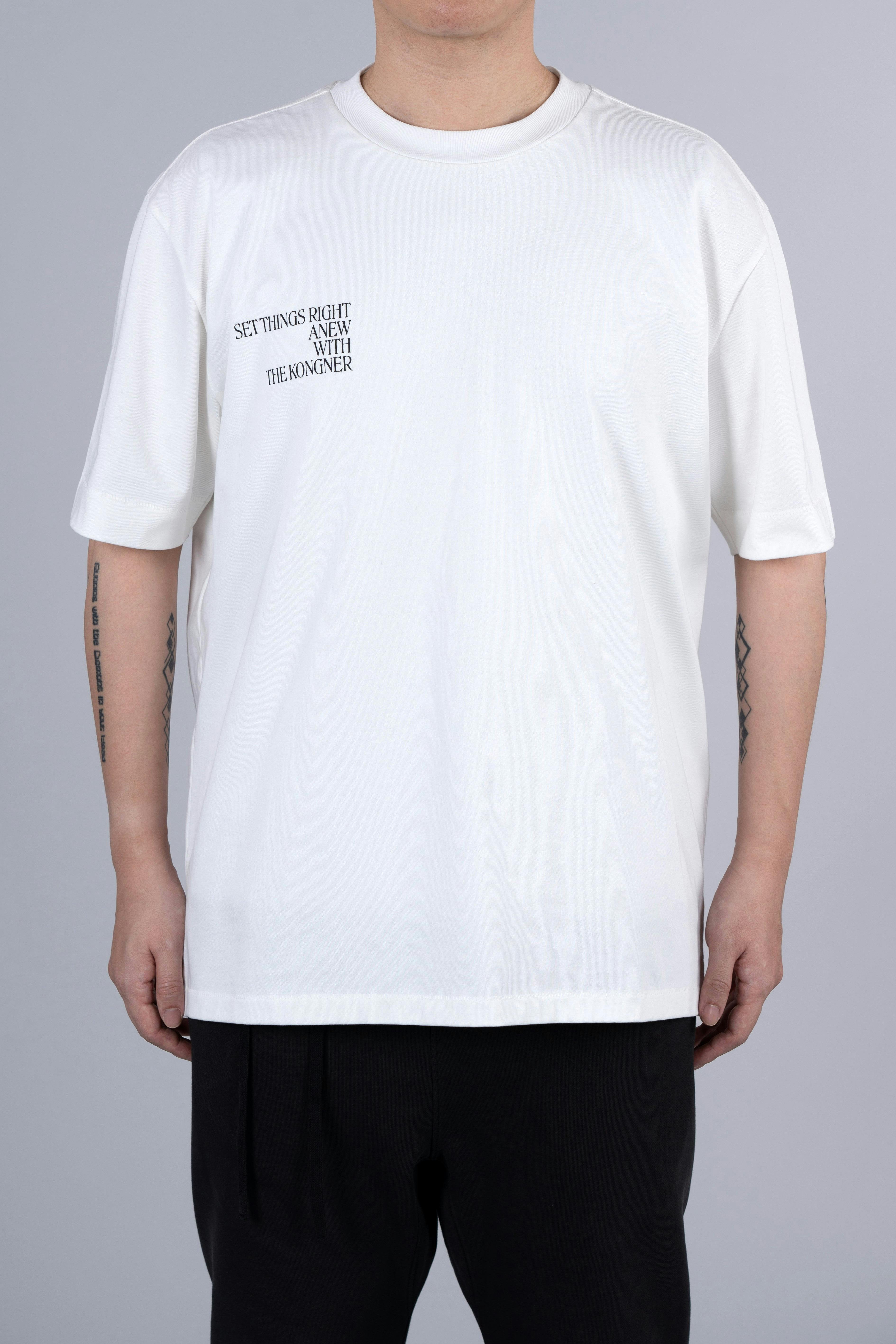 ˝SET THINGS RIGHT˝ Regular T-Shirt - Decayed White