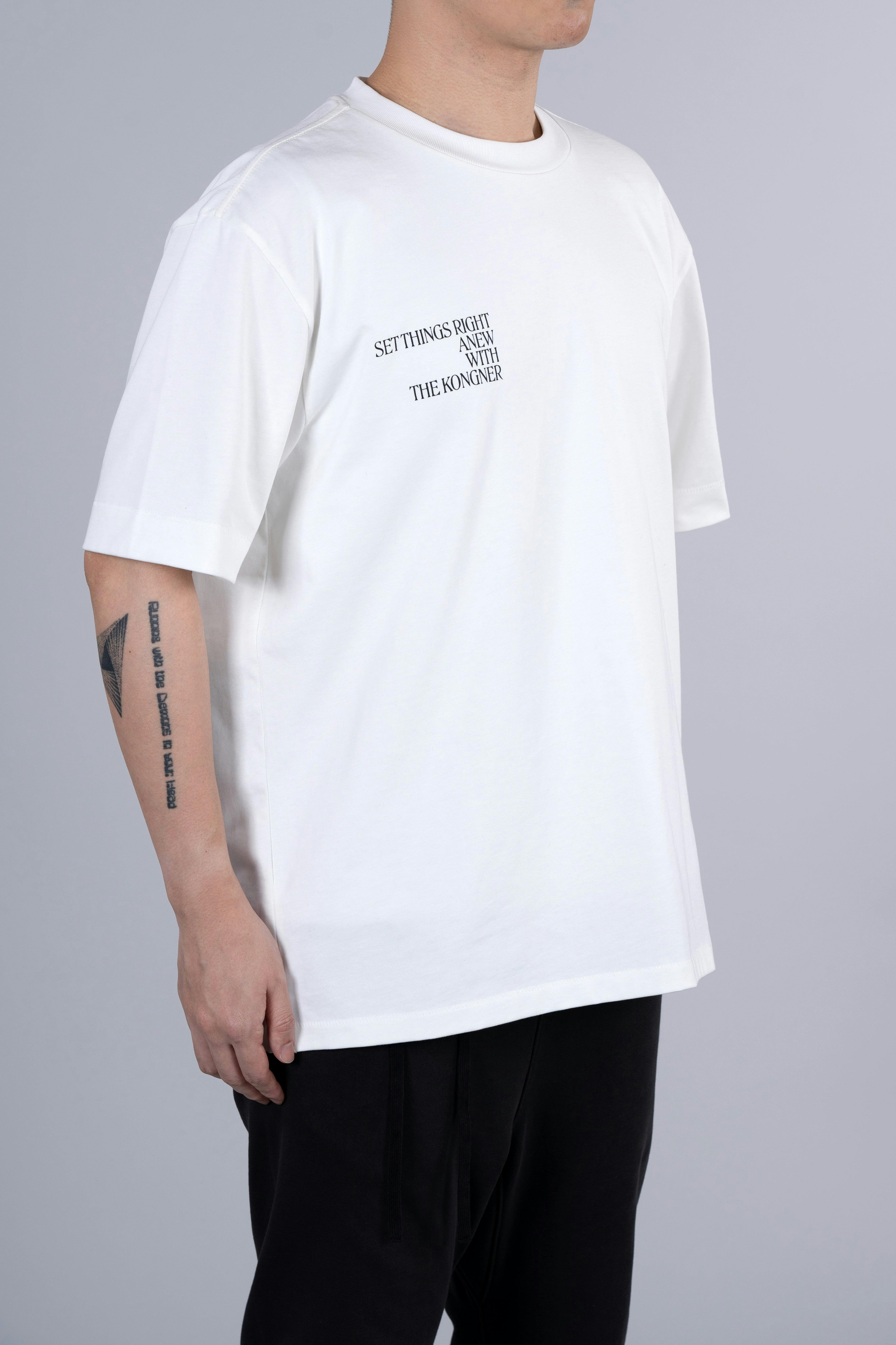 ˝SET THINGS RIGHT˝ Regular T-Shirt - Decayed White