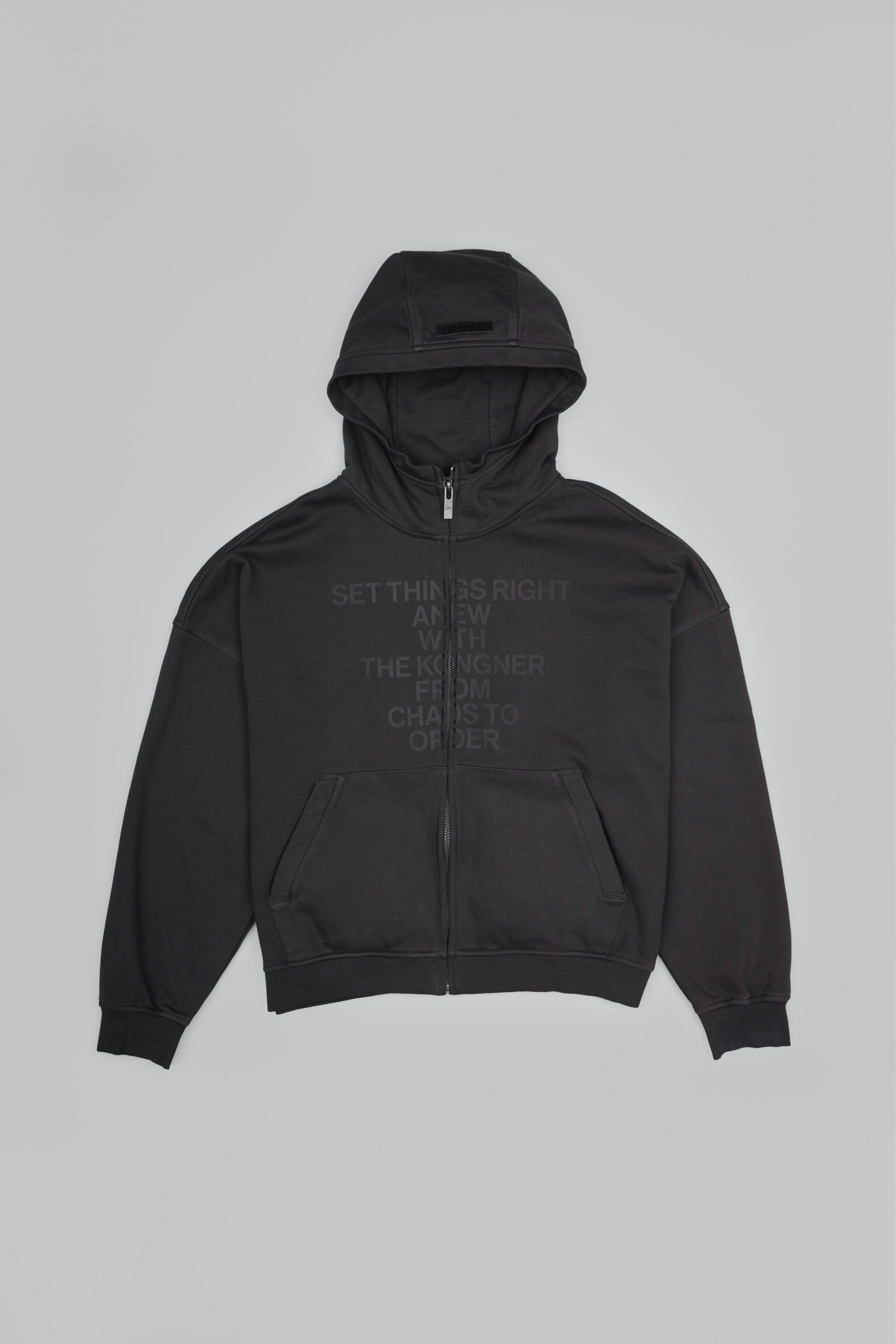 ˝CHAOS˝ Washed Zip-Up - Washed Charcoal