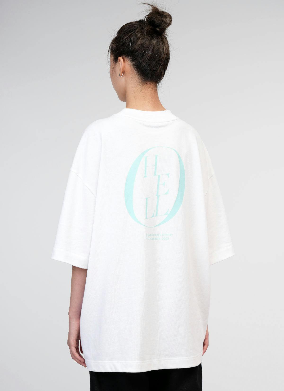 ˝ANEW˝  Relaxed T-Shirt White/ Aqua Blue