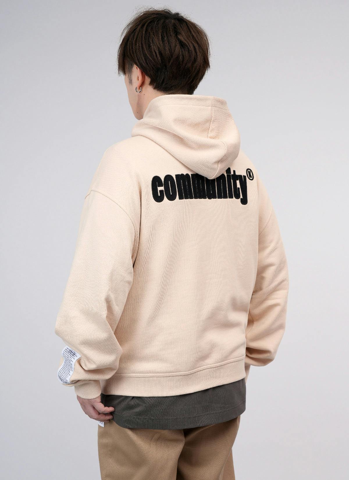 ˝COMMUNITY˝  Relaxed Hoodie Cream