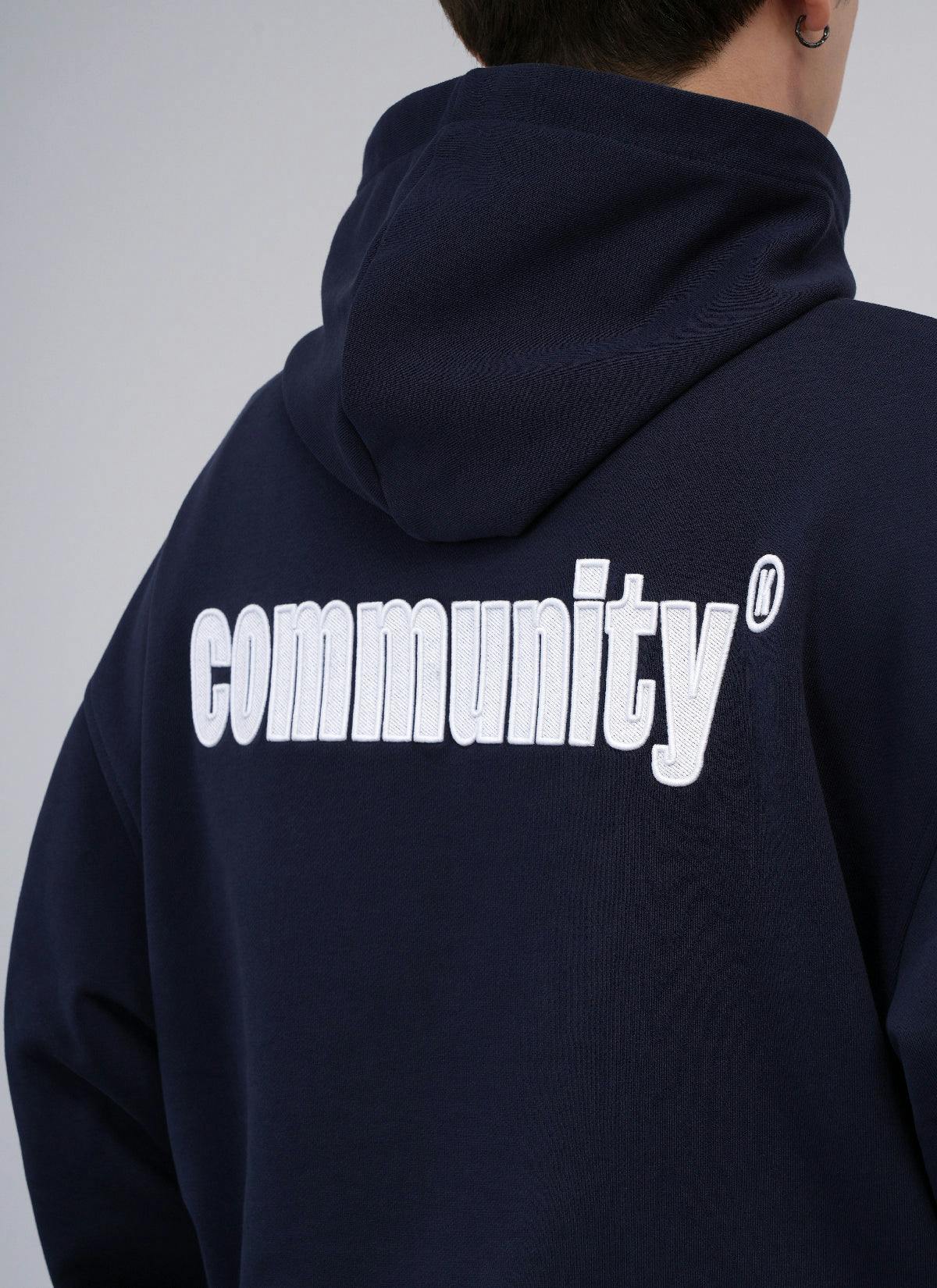 ˝COMMUNITY˝  Relaxed Hoodie Navy Blue